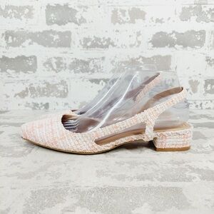 NEW BCBGeneration Tresca Pink Tweed Barbie Small Block Heel SlingBack Flats A859